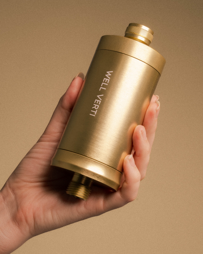 Premium Brushed Gold Shower Filter for Hard Water