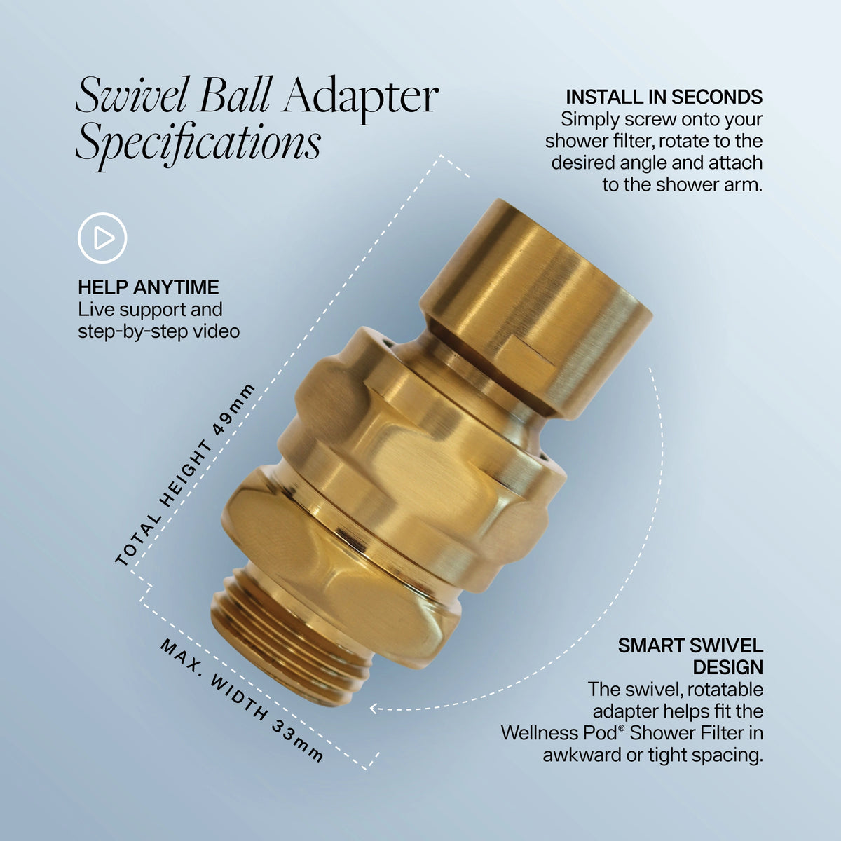 Gold Swivel Ball Adapter