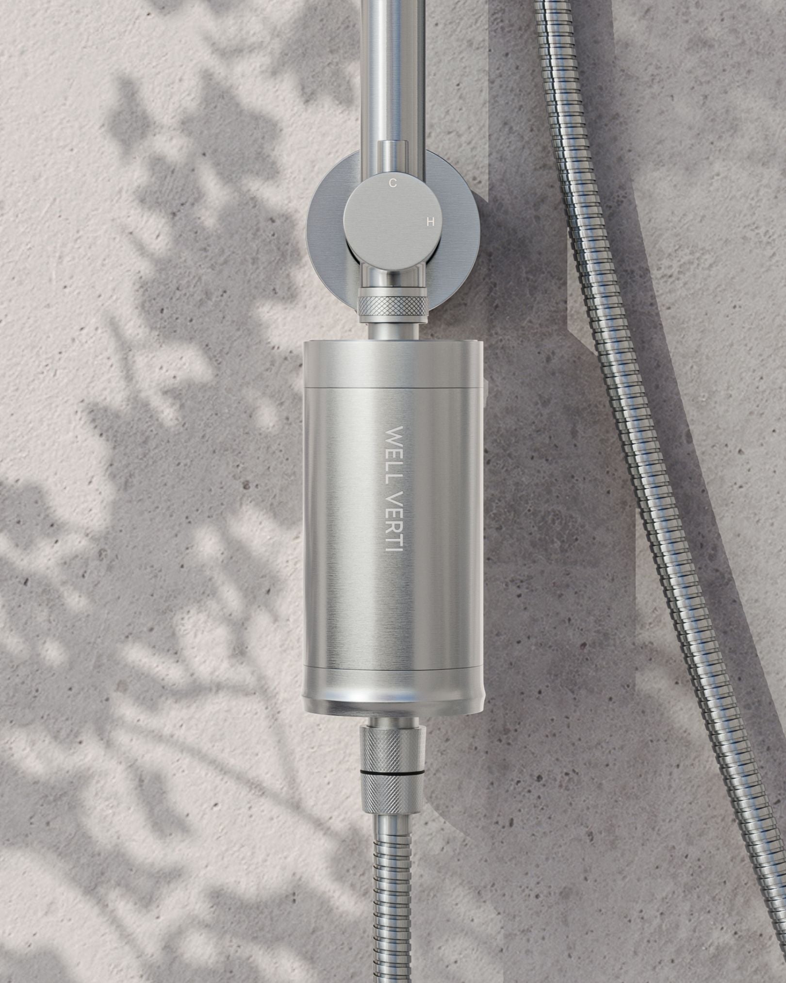Well Verti™ Brushed Silver Shower Filter | Advanced UPAC & KDF-55 ...