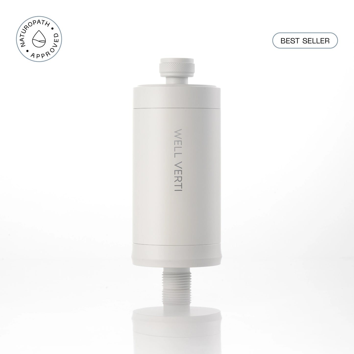 Well Verti shower filter compatible with most standard ½ inch BSP shower fittings